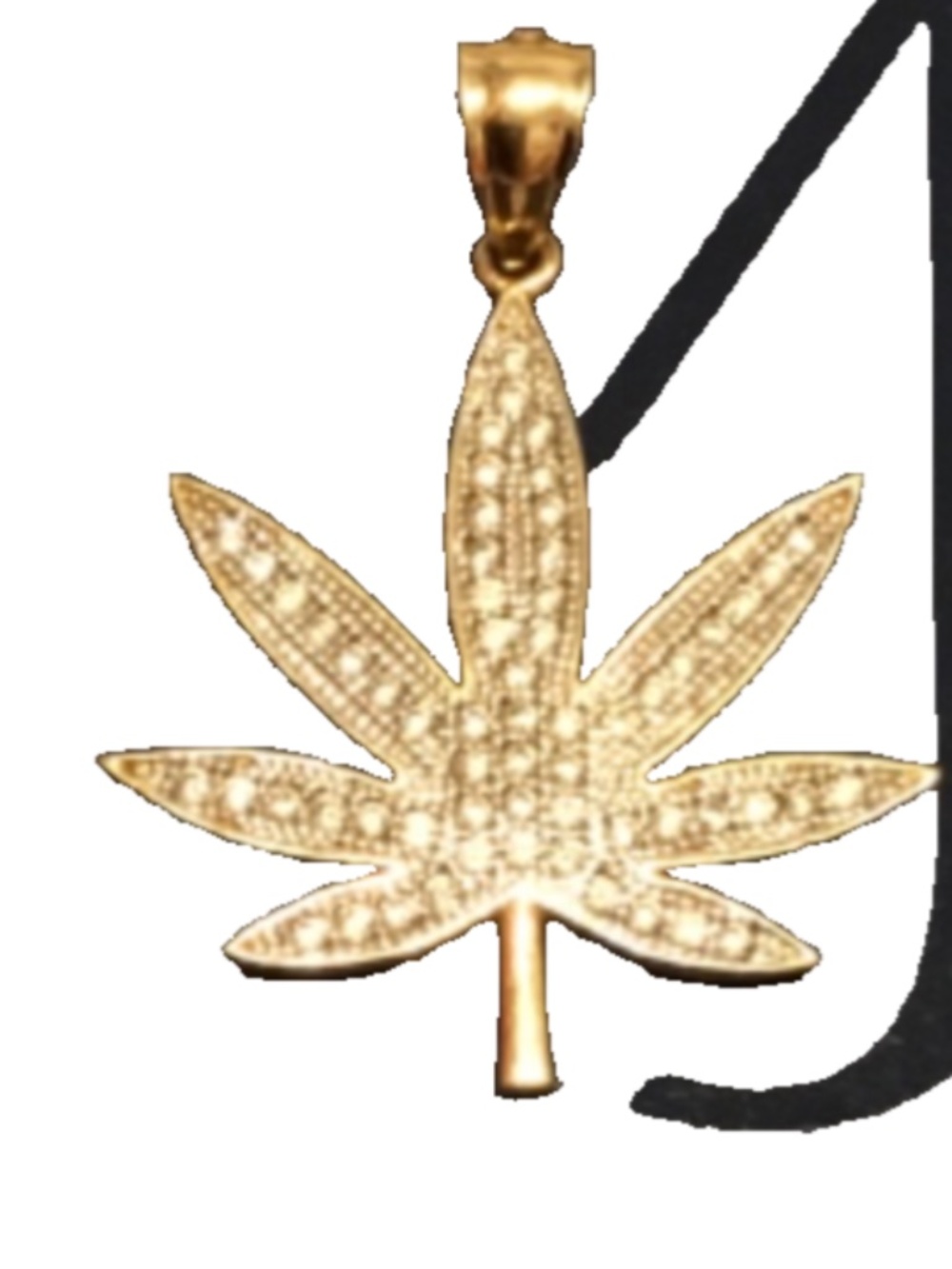 14 kt gold pendant marijuana leaf cz stones iced out 4 grams